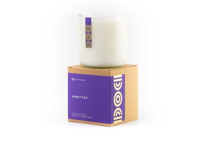 Aromaterapeutická sviečka z kolekcie BOHEMIAN - Veľkosť balenia: 200g, Vôňa sviečky: Ametyst